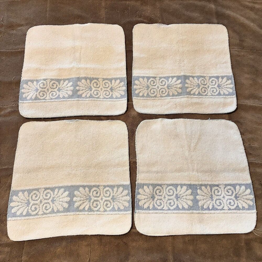 Vintage Cannon Santa Cruz Blue Washcloths Set Of 4 - READ